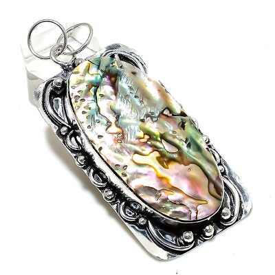 #ad #ad Abalone Shell Gemstone 925 Sterling Silver Gift Jewelry Pendant 2.80quot; j762 $10.99