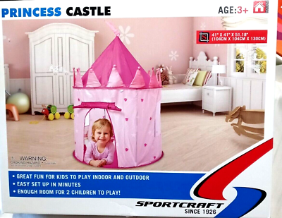#ad Sportcraft Princess Castle Hearts Stars Pink Toy Play Indoor Outdoor Tent New $22.10
