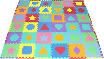 #ad ProSource Kids Foam Puzzle Floor Play Mat with Shapes Colors or Numbers Alph $46.98