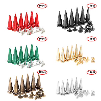 #ad US 10Sets Cone Spikes Punk Rivet Screw Decorative Studs for Leather Shoes Jacket $9.29