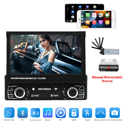 #ad Wifi Android Car GPS Navi Stereo Radio 7#x27;#x27; Multimedia Player Retractable Screen $133.81