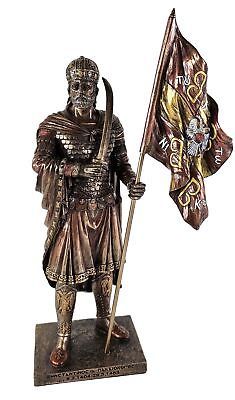 #ad 12 3 4quot; Roman Emperor Constantine the Great Holding Flag Statue Bronze Finish $92.14