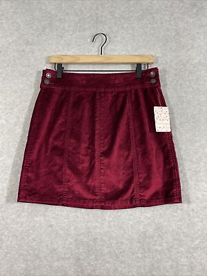 #ad Free People Womens Retro Velvet Mini Skirt Size 30 Red $18.00
