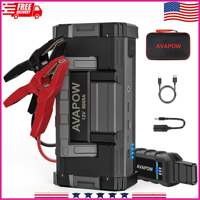 #ad AVAPOW 6000A Car Battery Jump Starter for All Gas or up to 12L Diesel Powerful $164.98
