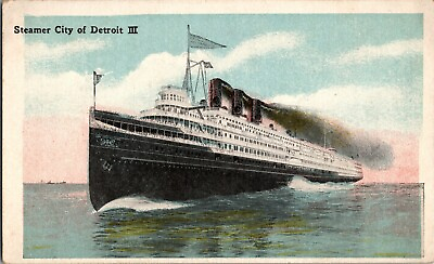 #ad Vintage Postcard Steamer Ship City of Detroit III  P 151 $11.95