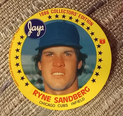 #ad Ryne Sandberg 1986 Collector#x27;s Edition Card Jay#x27;s Potato Chips Disc $13.00