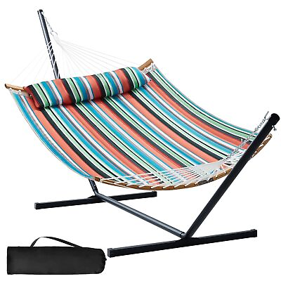 #ad Hammock with Stand Outdoor Two Person Hammock with Curved Spreader BarDouble... $218.95