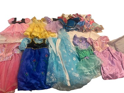 #ad Lot 10 Girls Dress Up Costume Pretend Play Disney Princess 3t 4 6 Frozen Ariel $49.99
