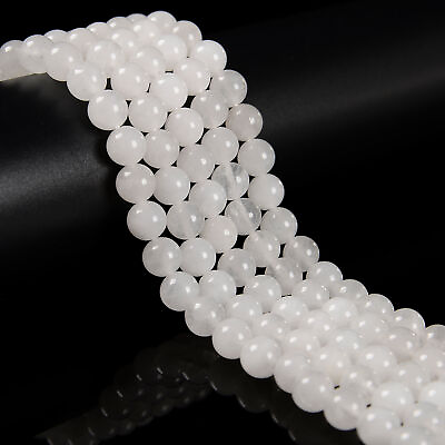 #ad #ad Natural White Jade Smooth Round Beads 4mm 6mm 8mm 10mm 12mm 15.5quot; Strand $7.49