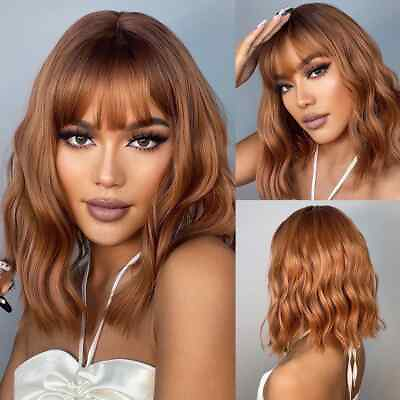 #ad Synthetic Wigs Medium Water Wave Natural Daily Hair Wig for Women Heat Resistant $19.62