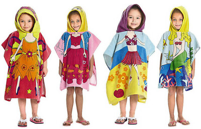 #ad Hooded Poncho Kids Towel Beach Pool Bath Hoodie Girl Mermaid Fairy Princess Hula $11.99