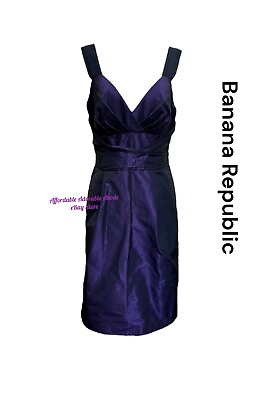 #ad Banana Republic Taffeta Sheath Dress Silk Straps Size 10 Prom Cocktail Wedding $22.49