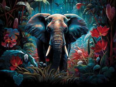 #ad Jungle Colorful Elephant Canvas Art Home Decor Wall Art Print Poster Painting $185.00