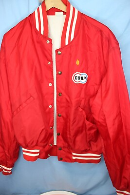 #ad Vintage Co op Agriculture RED SNAP Jacket Size XLarge $21.25