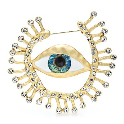#ad Big Blue Eye Brooches Fashion Rhinestone Party Pins Women Men Coat Jewelry Gift $4.99