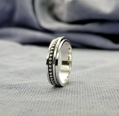 #ad Minimalist Spinner Ring Handmade solid 925 Sterling Silver Ring Meditation Band $12.21