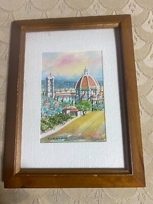 #ad Small 2008 quot;Firenze Scenequot; Watercolor Painting Signed And Framed $47.50