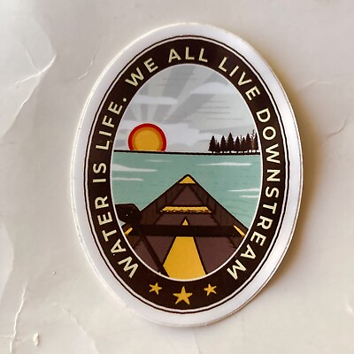 #ad We All Live Downstream Water Is Life Sticker Canoe Boat Water Lake Sun 2 x 2.5” $6.98
