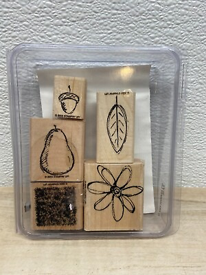 #ad Stampin Up All Natural Set Of 5 Wood Mounted Rubber Stamps $7.00