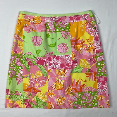 #ad Lilly Pulitzer womens PATTERN Skirt 6 colorful Floral tropical citrus cover up $11.90