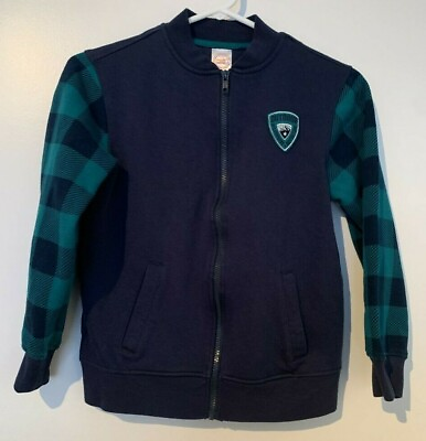 #ad Wonder Nation Boys Navy Green Full Zip Outdoor Jacket Size L 10 12 $14.00