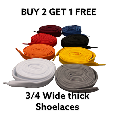 #ad Strings 3 4quot; Extra Wide Thick Fat For Sneakers Boots amp; Shoes 45quot; TUBULAR Laces $7.99