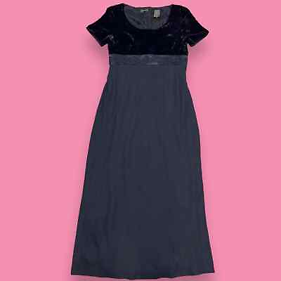 #ad Liz Claiborne Night Vintage Gothic Romantic Beaded Velvet Maxi Dress Size 8 $26.00