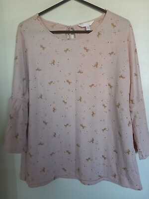 #ad Women#x27;s size XXL Pink Lauren Conrad blouse shirt top Horse Prints $13.49