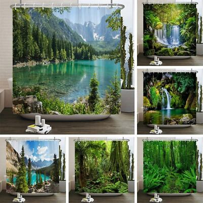 #ad Shower Curtains 3d Printing Bath Curtains Polyester Washable Fabric With Hooks $18.45
