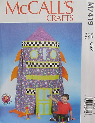 #ad McCalls Crafts 7419 SPACESHIP Play Tent 36x92 Fort Childrens Pretend Toy Pattern $7.79