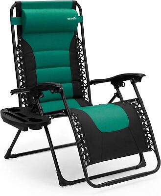 #ad SereneLife Foldable Outdoor Zero Gravity Padded One Size Green and Black $133.87