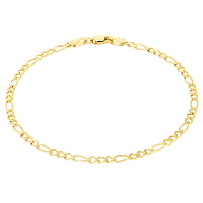 #ad 14K Yellow Gold Solid 2.75mm Womens Figaro Chain Link Bracelet Italian Made 7quot; $142.60