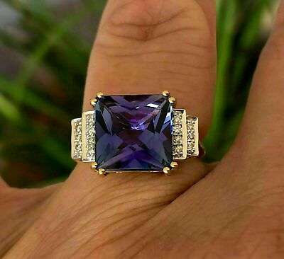 #ad 3 Carat Lab Created Princess Sapphire Engagement Ring 14K Yellow Gold Finish $31.20