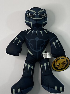 #ad Marvel Plush Black Panther Stuffed Animal Black Gray 13quot; 2018 Pre Owned w Tags $8.95