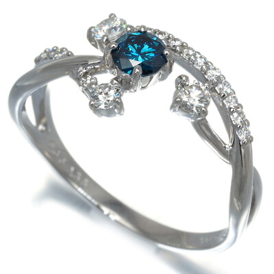 #ad Blueamp;Clear Diamond 0.30ct 0.36ct Ring 900 Platinum $622.68