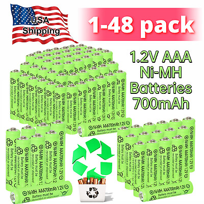 #ad Lot 1 48Pcs Ni MH AAA Rechargeable Battery 1.2V 700mAh Batteries for Solar Light $7.68