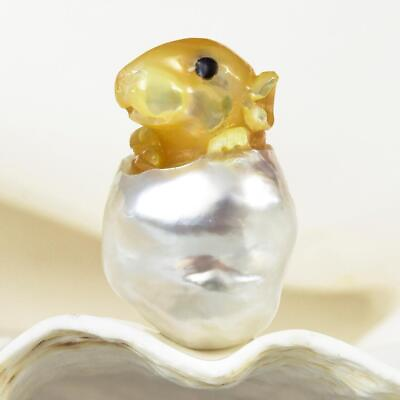 #ad HUGE South Sea Pearl Baroque Golden Mother of Pearl Rat Carving undrilled 6.36 g $199.00