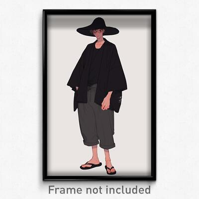 #ad Anime Art Poster Man Feeling Enjoyment Wearing Acceptable Black Print $24.99