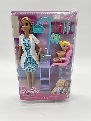 #ad Barbie Career Doll New Dentist Doll You Can Be Anything with Toddler Patient NEW $19.88