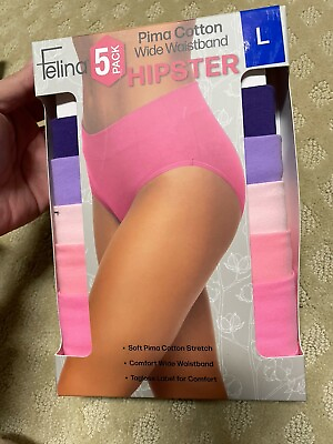 #ad #ad Felina Hipster 5 Pack Pima Cotton Wide Waste Band Size L 14 16 $15.00